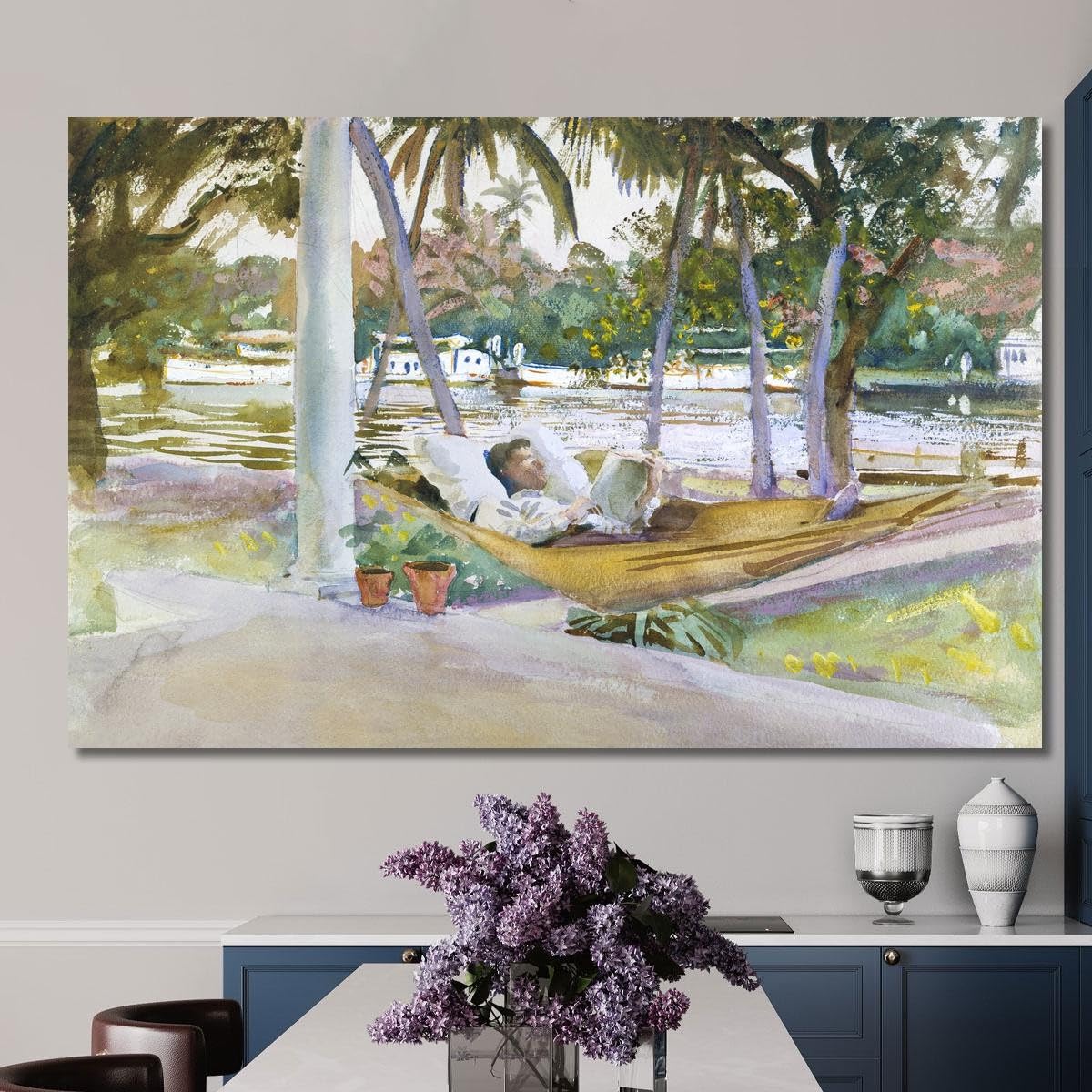 Figura in Amaca Florida John Singer Sargent, jss74 Quadro Stampato su Tela, 100x60 cm