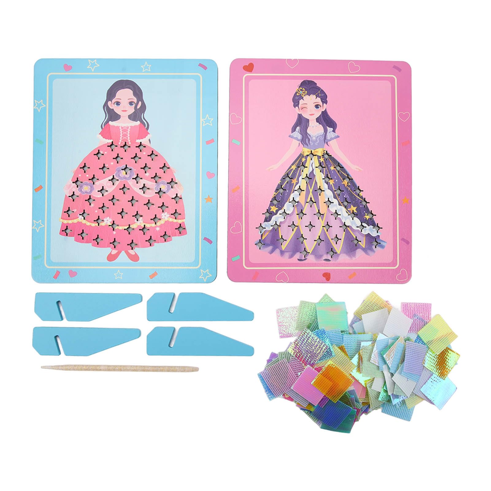 jerss Puzzle Puncture Painting, Exercise Fine Motor Skill 3D Painting Princess Dress Princess Toys, Multifunctional Durable Fun Creative Poke Art Diy Kit for Kids, Girls, Christmas