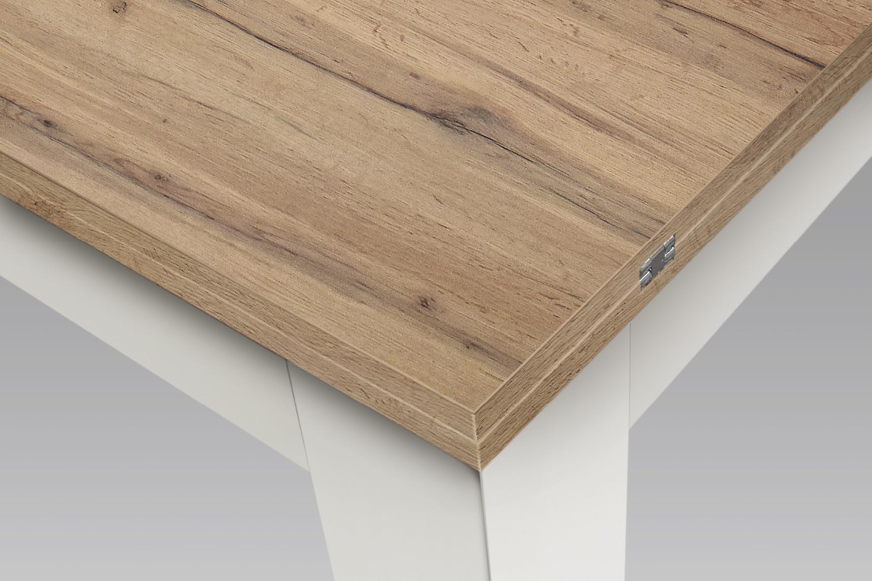 PAZZO DESIGN Tavolo Allungabile Marta, Piano Rovere Rustica, Gambe Bianche, Cucina, Soggiorno, Made in Italy, 90 x 90 x H79 cm - id_1992