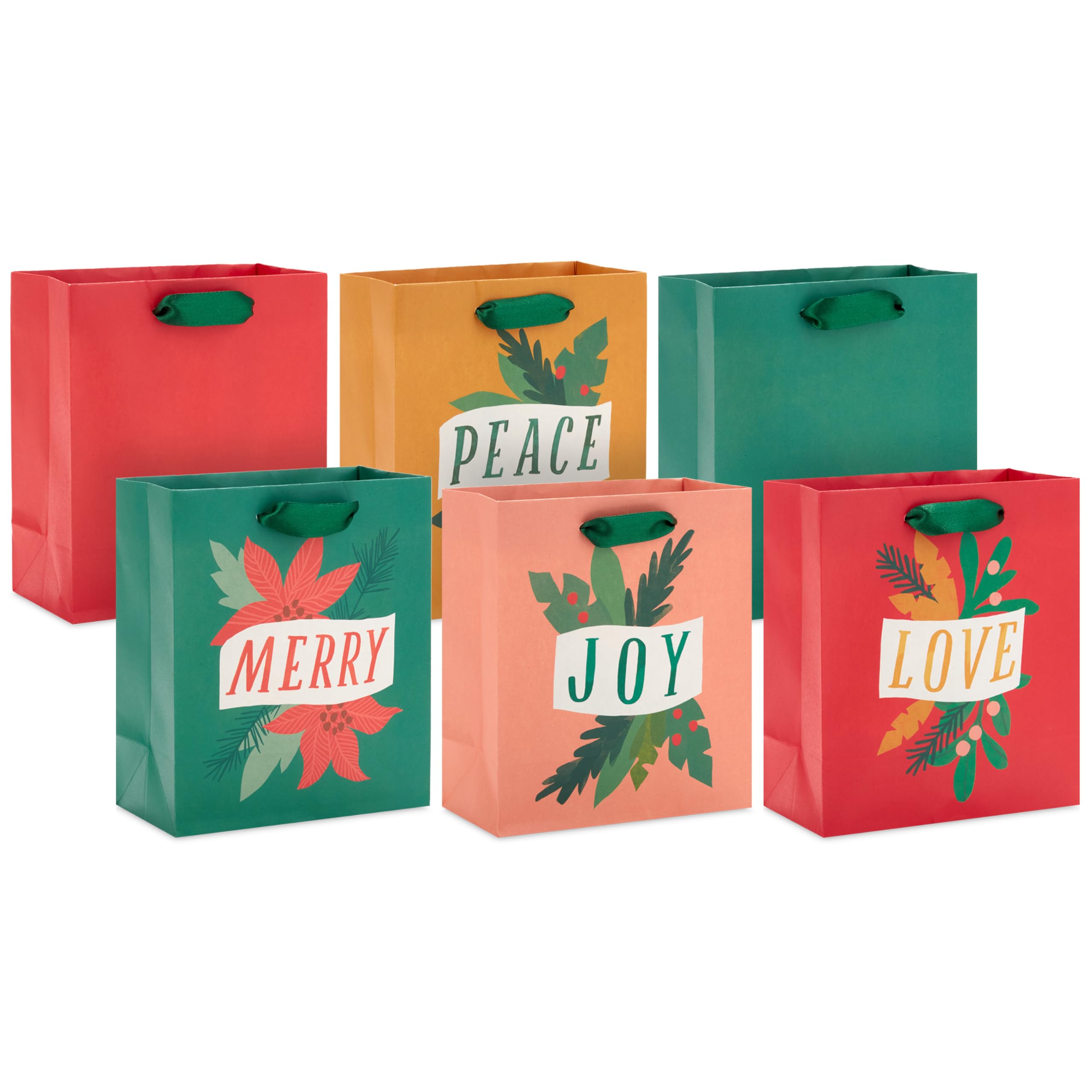 Hallmark 6" Small Christmas Gift Bag Bundle