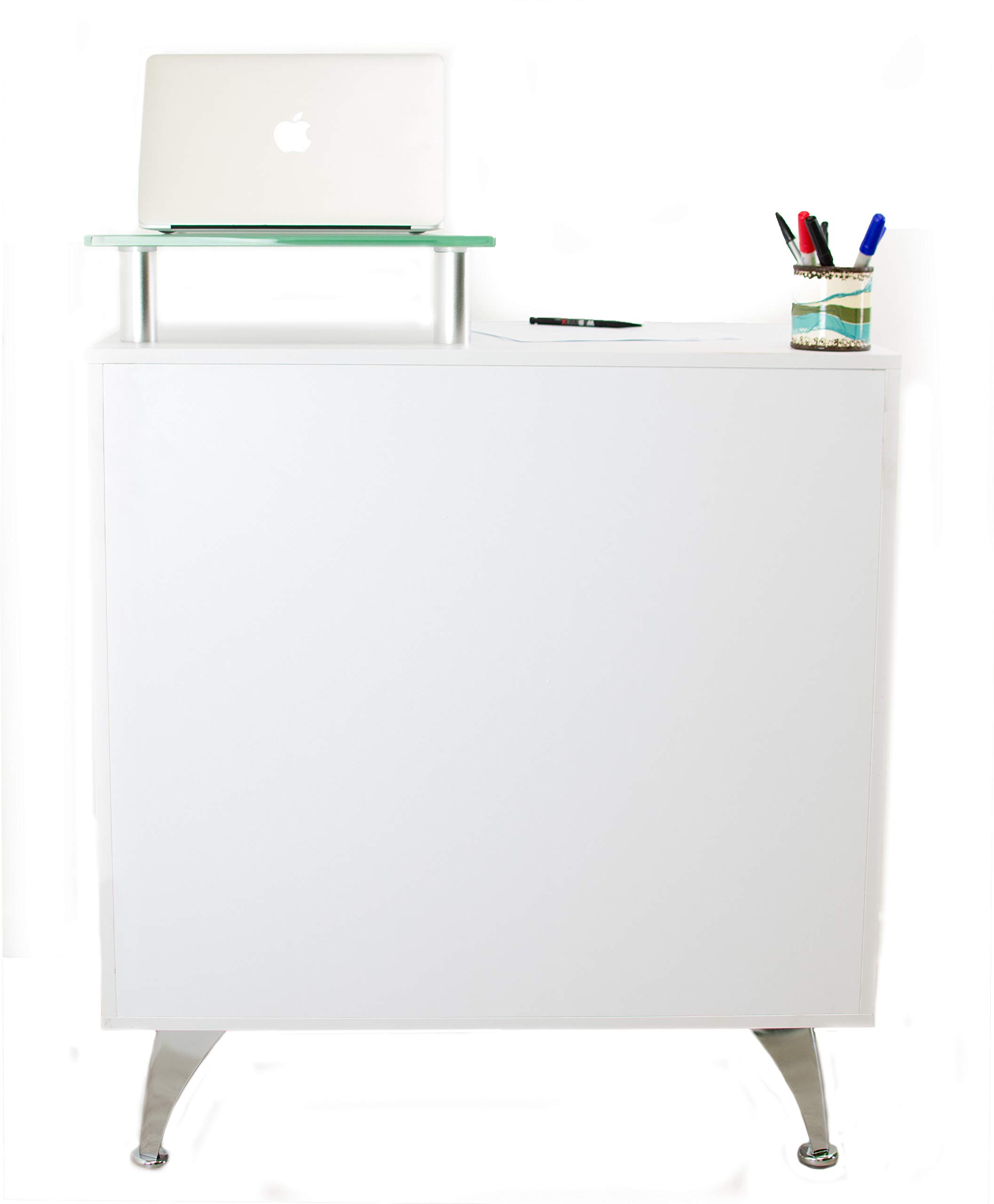 ZStyle Banco Cassa Reception Bancone per Estetista Centro Estetico Legno Vetro Nail Art Mod. Lisbona 80 x 45 x 98 cm