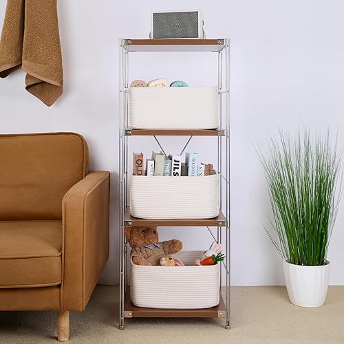 Miniatura 4 de Cestas de almacenamiento grandes para organizar, cestas de estante de armario para ropa, manta, toallas, guardería del bebé, caja de contenedores de