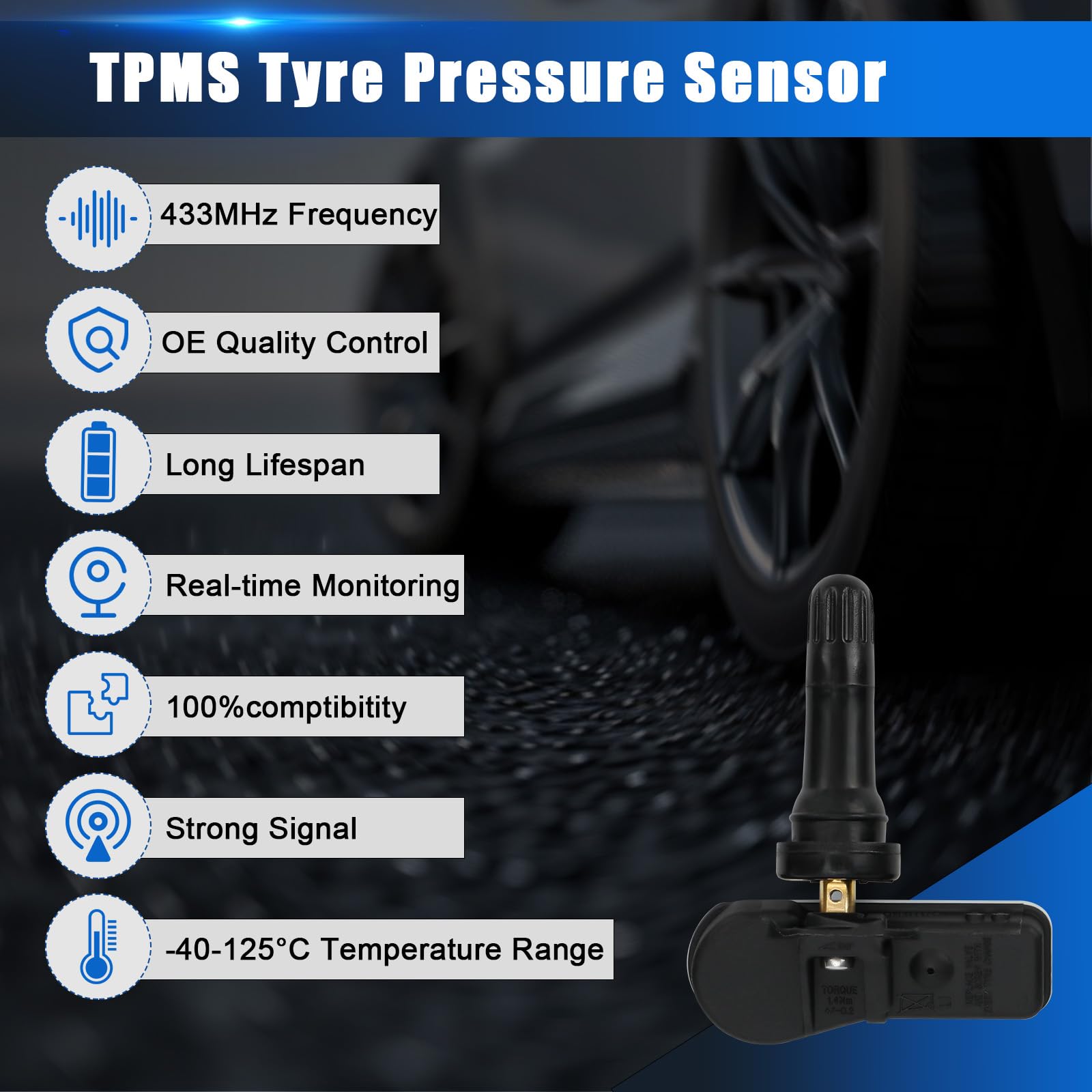 Sensore di Pressione dei Pneumatici Compatibile con Mercedes-Benz Marco Polo V-Class W447 Viano W639 Vito EQV Metris RDKS TPMS A4479050500 A4479051704