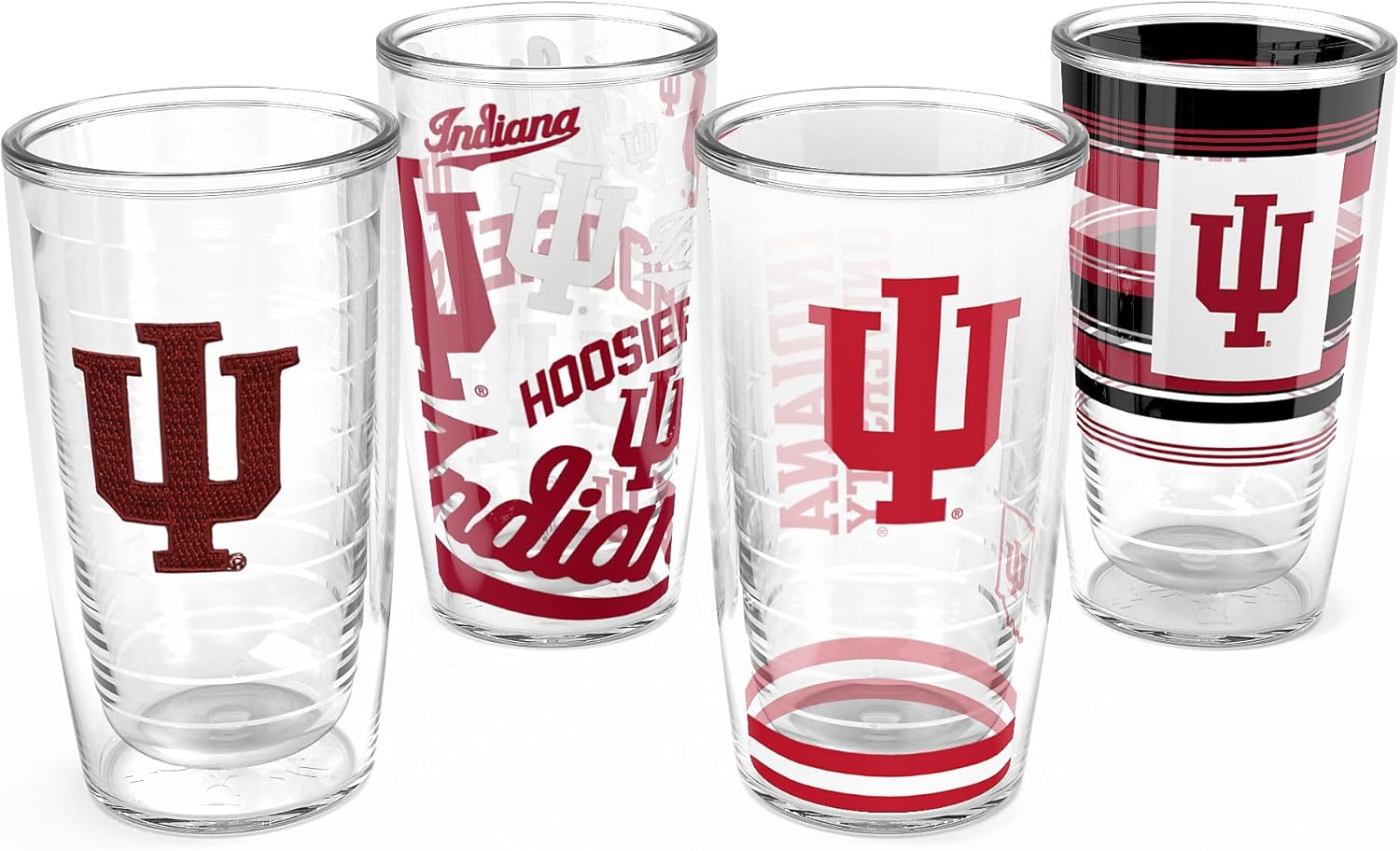 Tervis Indiana Hoosiers - Assorted Made in USA Double Walled Insulated Tumbler Travel Cup Keeps Drinks Cold & Hot, 16oz 4pk, Classic