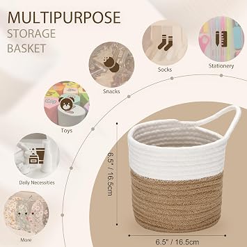 Sea Team Cotton Rope Hanging Baskets Small Basket Storage Basket Woven