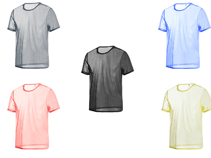 ZONBAILON Sexy Men's T-Shirt Mesh See Through Workout Undershirt