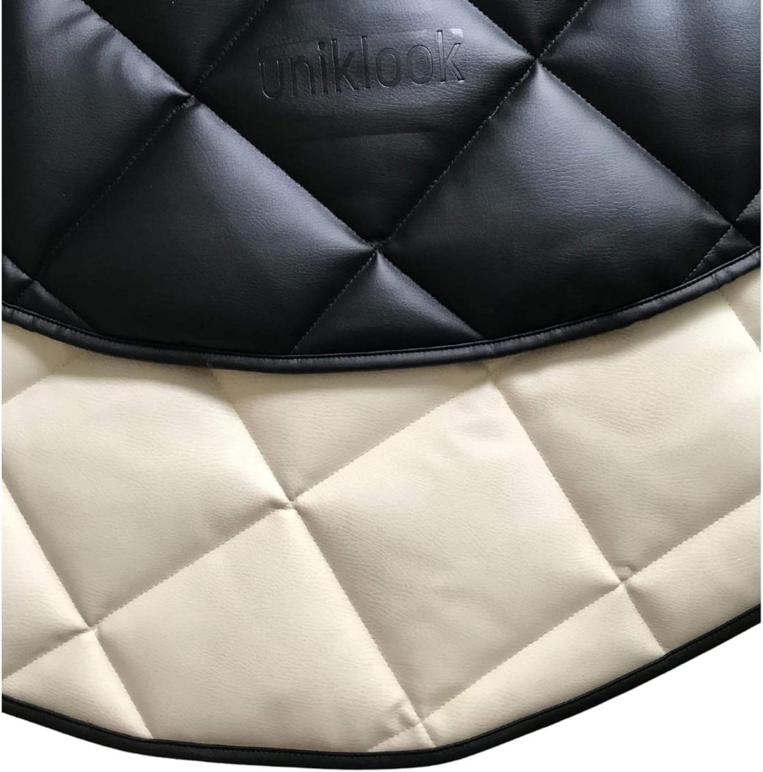 review Uniklook Vegan Leather Dog Bed Portable Round Quilted Large Pet Bed Luxurious Decorative 120cm / 47