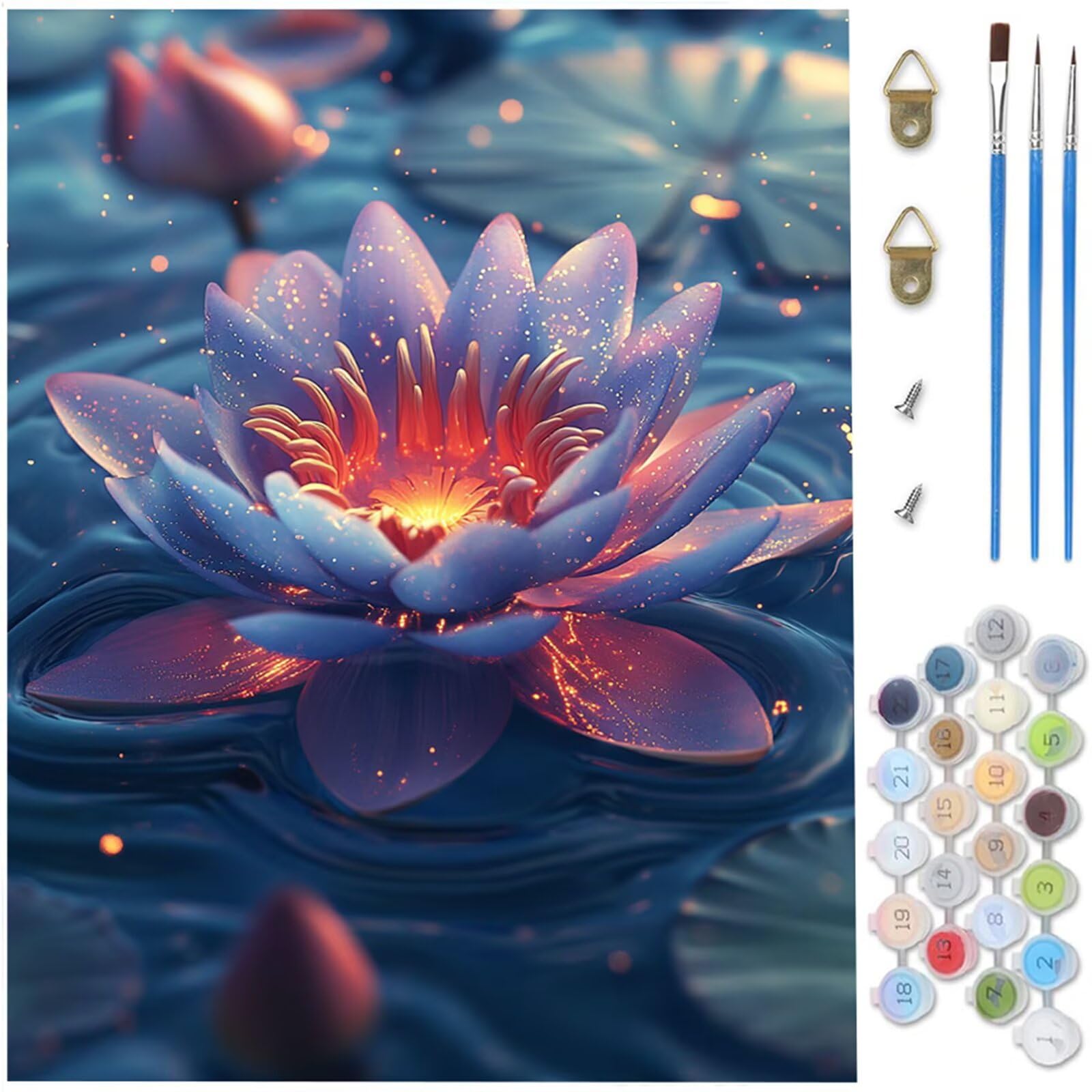 Dipingere con i Numeri Adulti Loto,stagno Kit Dipingere con i Numeri,Fai-da-Te per Principianti Paint by Numbers con 3 Penne e Colori Acrilici per Decorazioni Autunnali Casa Regalo 70 x 100 cm D1-1207
