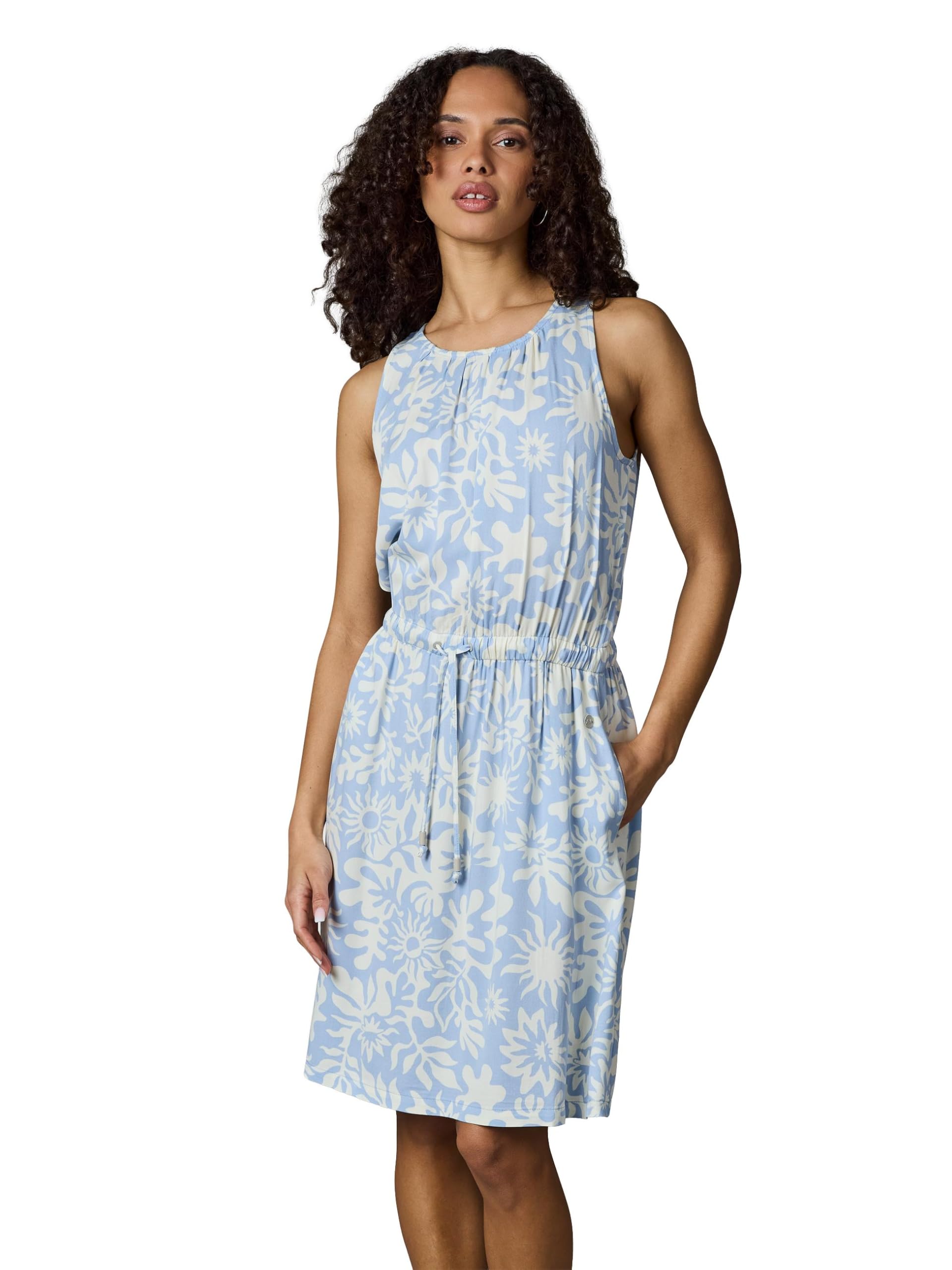 Ragwear Damen ärmelloses Sommerkleid leichtes Neckholder-Minikleid Strandkleid mit Schnürung an der Taille Sanai Print YOUMODO XS-XXL