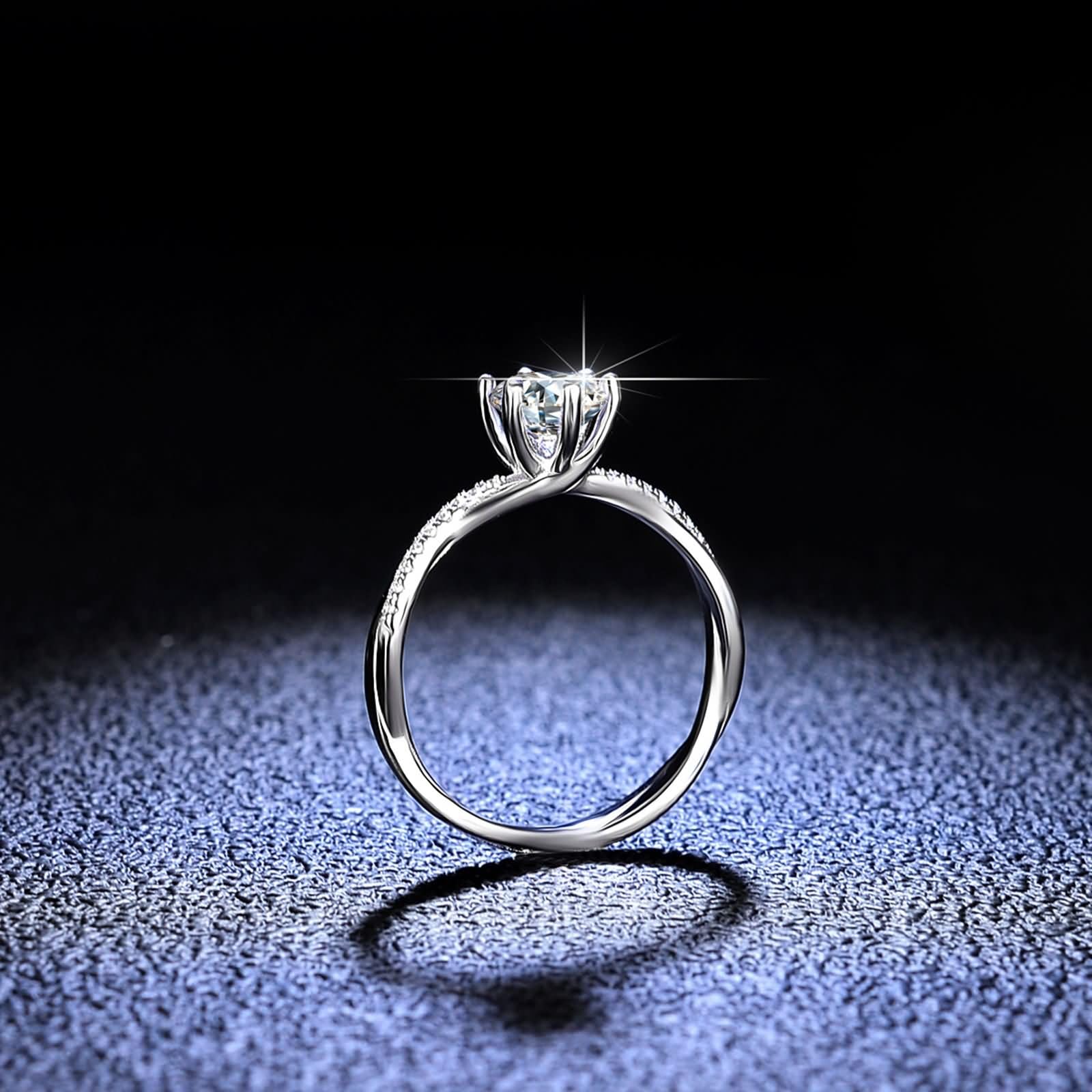 Eternity Band Obrączki ślubne damskie złoto z moissanit, pierścionek damski, złoty, 9K/14K/18K białe złoto, rozmiar 47 (15,0)-65 (20,7)