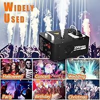 Vista 4 de Máquina de niebla vertical de 1000 W con 6 luces LED y control remoto inalámbrico para escenario de Halloween, boda, fiestas de DJ