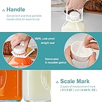 Vista 5 de Botella de leche de vidrio resistente de 64 oz con tapa de rosca hermética reutilizable y fuerte - Botellas de agua de 1/2 galón con líneas