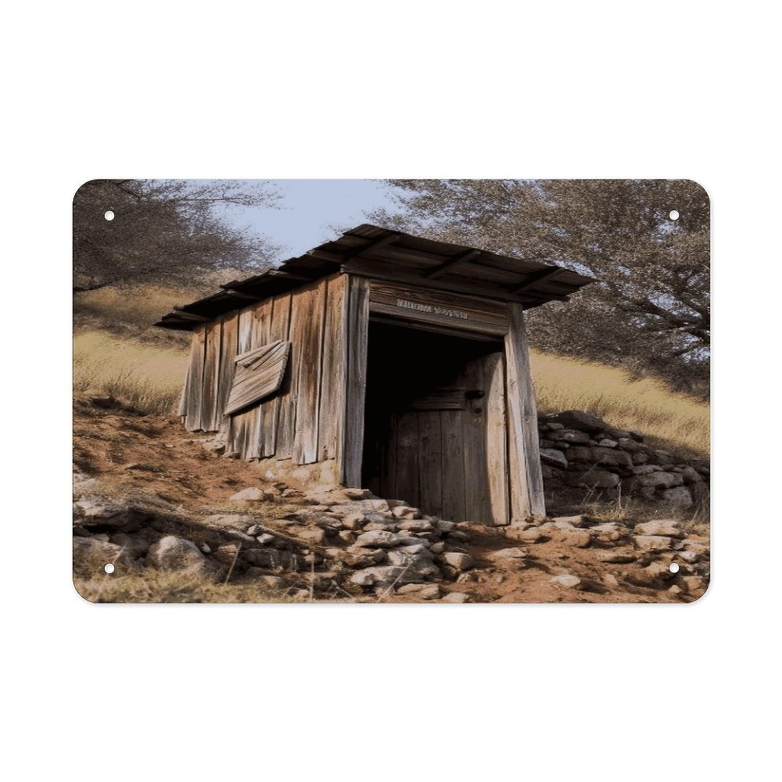 Fekiloot Style Old Ancient Outhouse Metal Signs Wall Art Tin Sign