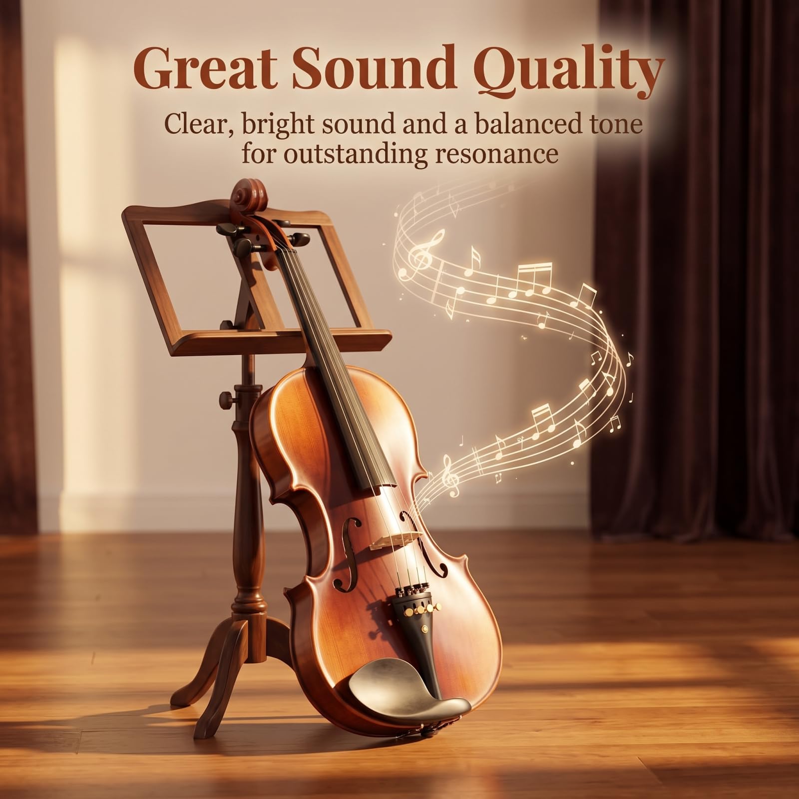Violín para principiantes, kit de iniciación de violín acústico de tamaño completo 4/4, instrumento musical de cuerda con funda, 2 arcos de violín, 2 puentes, cuerdas, colofonia, paño de