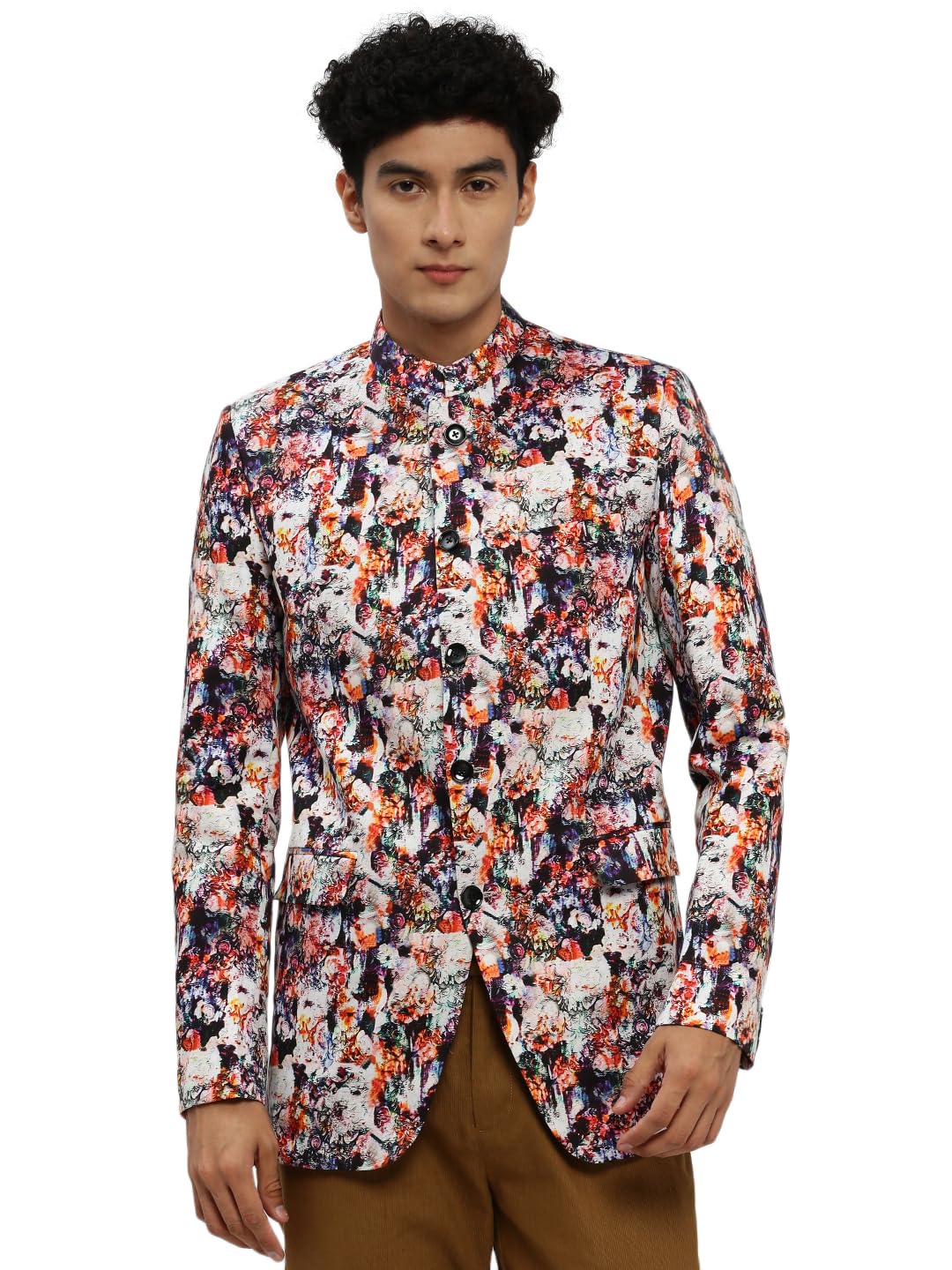 showoffff SHOWOFF Men's Mandarin Collar Multi Bandhgala Slim Fit Blazer-SOBLZ-85-06_Multi-picture-23