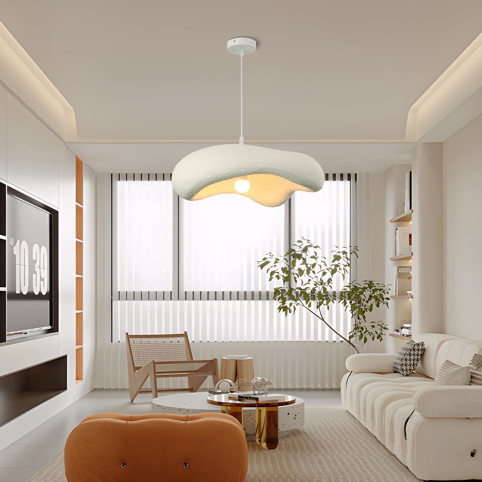 Lampadario A Sospensione Wabi-Sabi,Moderno Lampadario Camera Da Letto Paralume Bianco,Nordico Lampada A Sospensione Come Nuvole Irregolari,Lampadari Soggiorno,Cucina,Corridoio,E27 50CM
