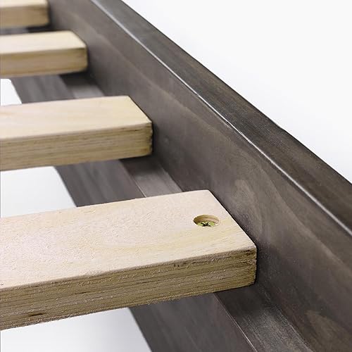 Miniatura 5 de Base de cama, fabricada en EE. UU. con 100% madera de pino norteamericano, base sólida para colchón con tablillas de pino prensado, instalación sin