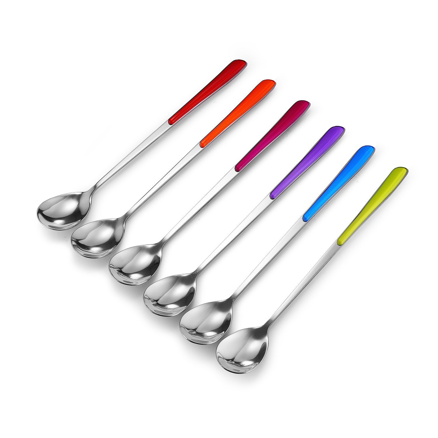 6 Stück Dessertlöffel,20cm Edelstahl Lange Löffel,Cocktailrührlöffel, Kaffeelöffel, Marmeladenlöffel, Eisteelöffel