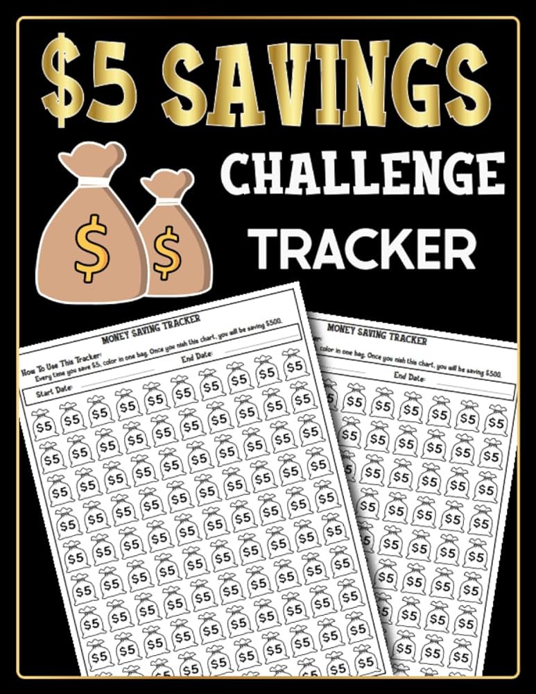$5 Savings Challenge Tracker: Fun Way to Save $25000 With