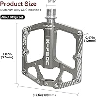 Vista 3 de Bike Pedal Aluminum Alloy 9/16" Bike Pedal MTB Wide Platform Flat Non-Slip Bicycle Pedals with 3 Bearings for Mountain Bikes, Road, BMX