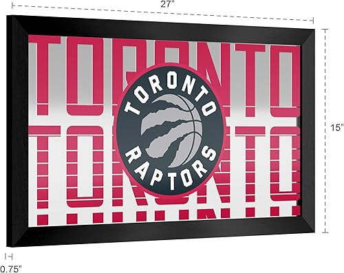 Miniatura 2 de Trademark Global Espejo de pared - Espejo rectangular con marco negro Toronto Raptors City listo para colgar, para pub, sala de juegos, garaje o bar