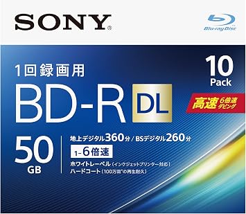 Sony Video Blu-ray Disc 10BNR2VJPS6 BD-R Dual Layer 6x, 10-Pack