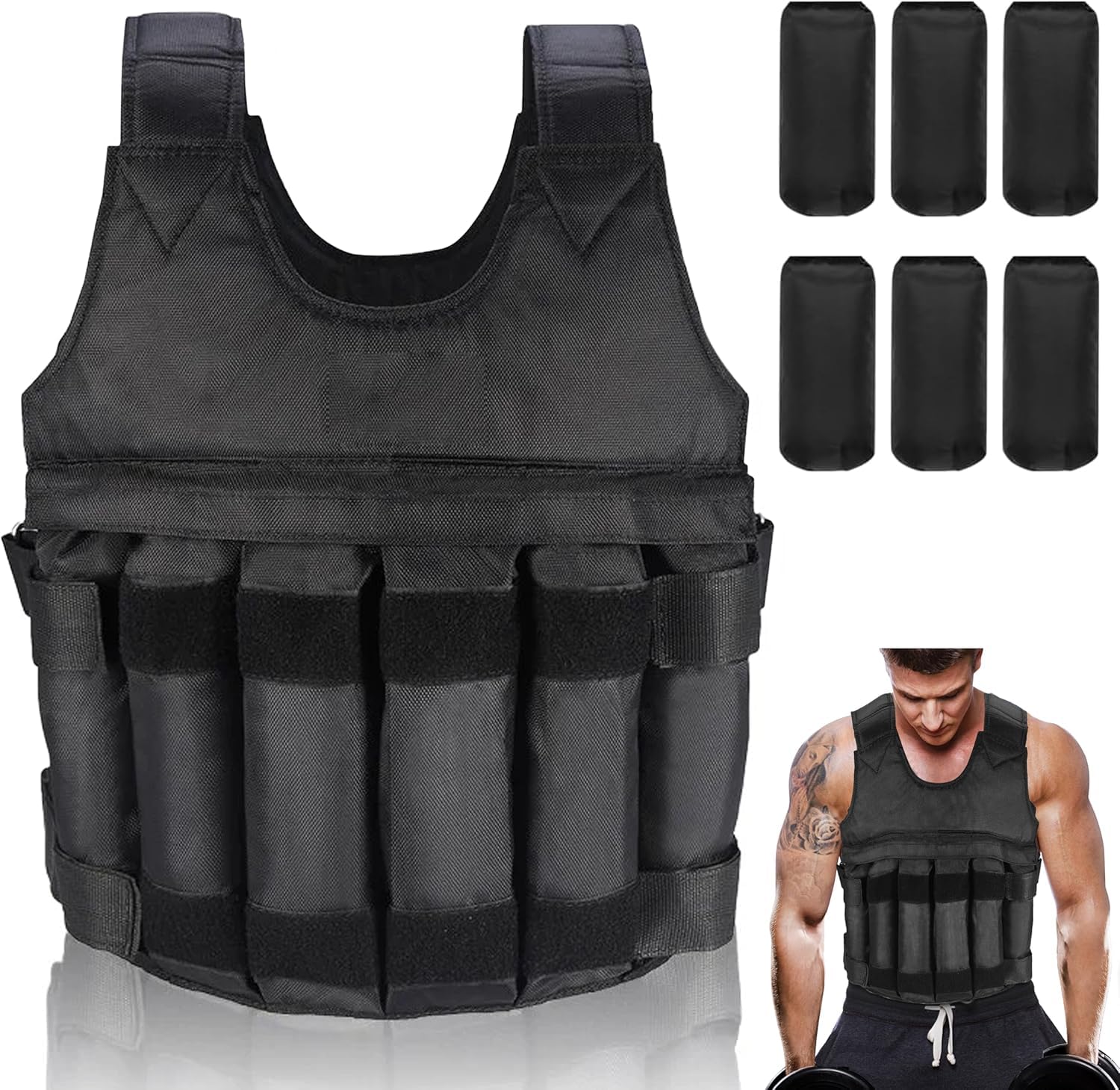 FK Sports Weighted Vest 5Kg/10Kg/20Kg - Weighted Vest for Women & Men - Weight Vests - Body Weighted Jacket for Boxing, Cardio, Strength And Training - Durable Weighted Running Vest with Ironsand