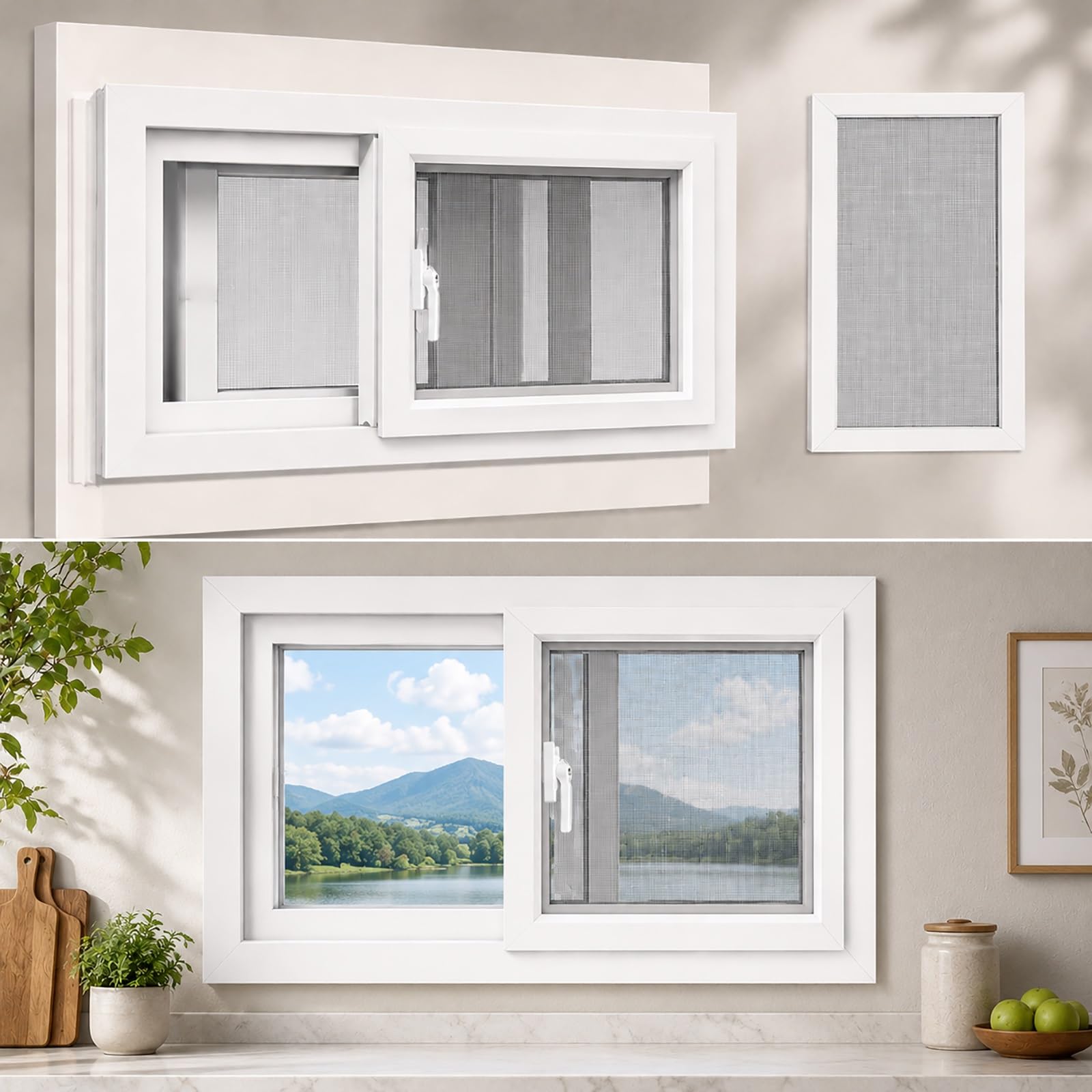 Lygxkrvu White Single Sliding Casement Window With Screen Tempered Glass, Ventilation Replacement For Basement Bathroom Chicken Coop Old House(H*W29*32In)
