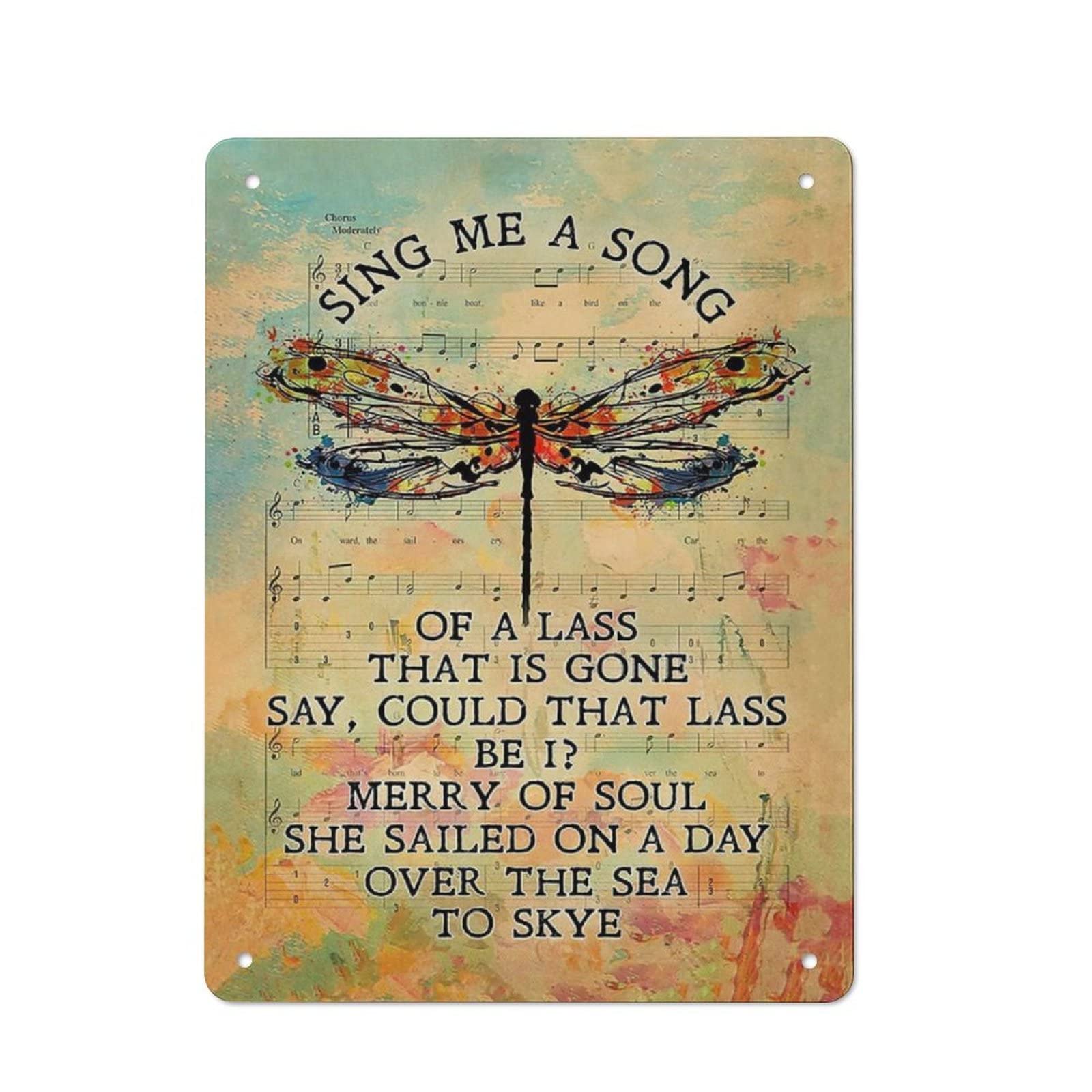 DJNGN Sing Me A Song Dragonfly Poster Vintage Metal Sign Retro Tin Sign Wall Art Decor Novelty Poster Plaque Metal Plate for Bar Cafe Man Cave Home Decor,Gift Ideas