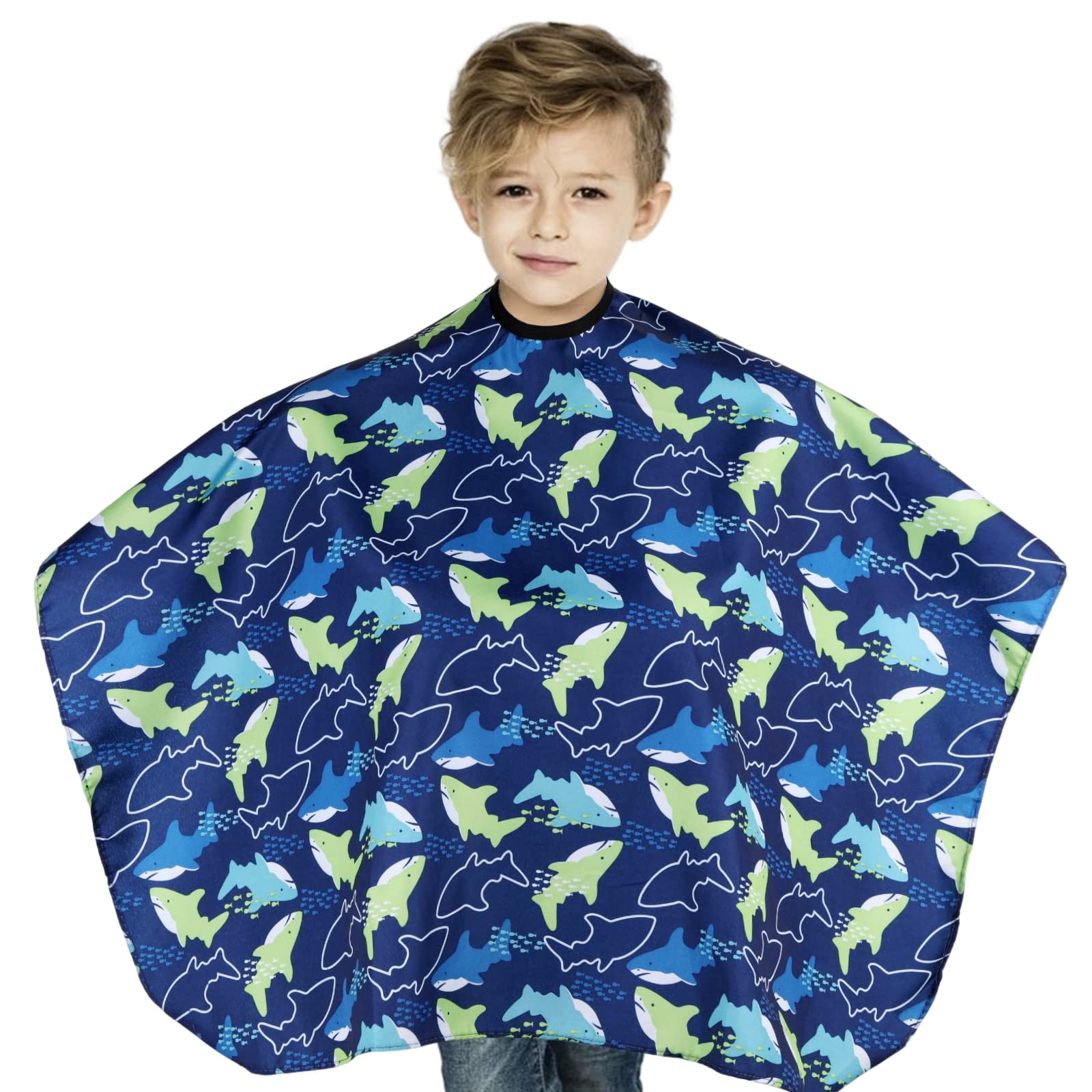 Vokmon Capa de peluquería para niños, Dolphin impermeable para niños Barber Cape, vestido de cuello de pelo delantal de peluquería cubiertas de vestido ajustable cierre de pelo capa de salón