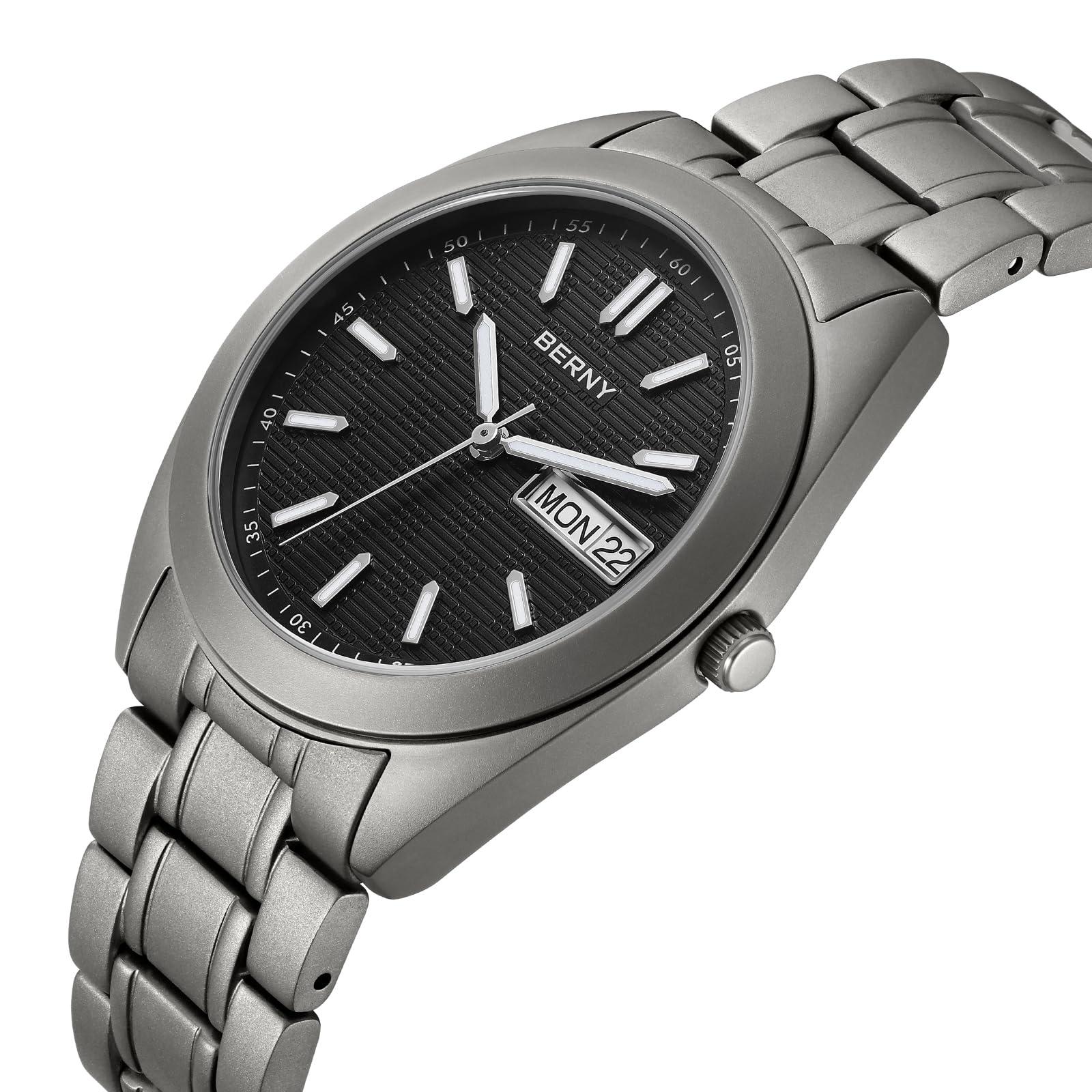 BERNY Reloj de Hombre Reloj de Titanio 10ATM Impermeable Relojes de Cuarzo Analógico Super Luminoso