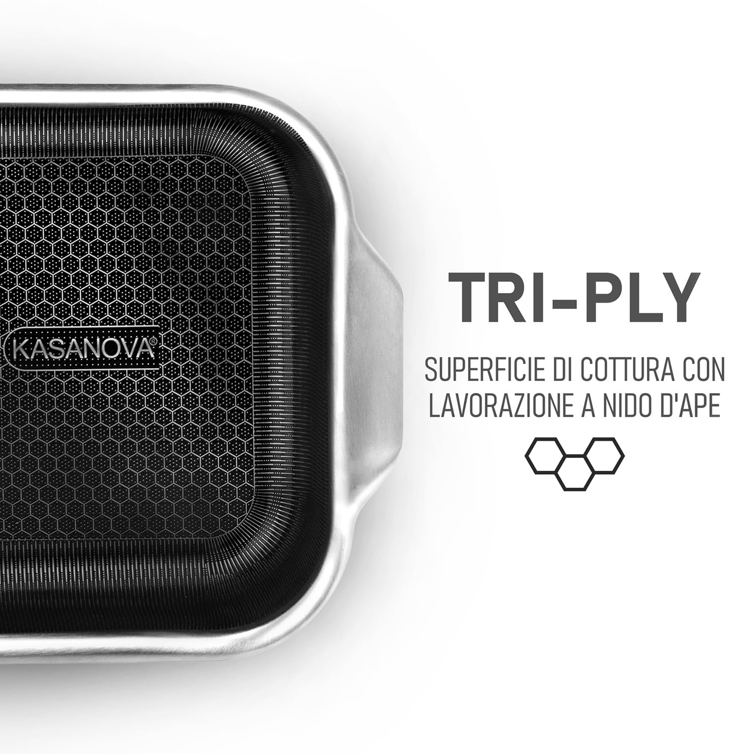 KASANOVA Teglia 30x16x6 cm per forno e piano cottura Tri - Ply