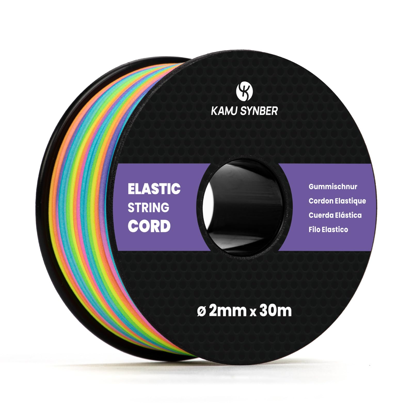 Kamu Synber Elastic Cord 2mm x 30m Elastic String for Bracelet, Sewing, Necklace, Mask, Hat, DIY, Craft | Rainbow