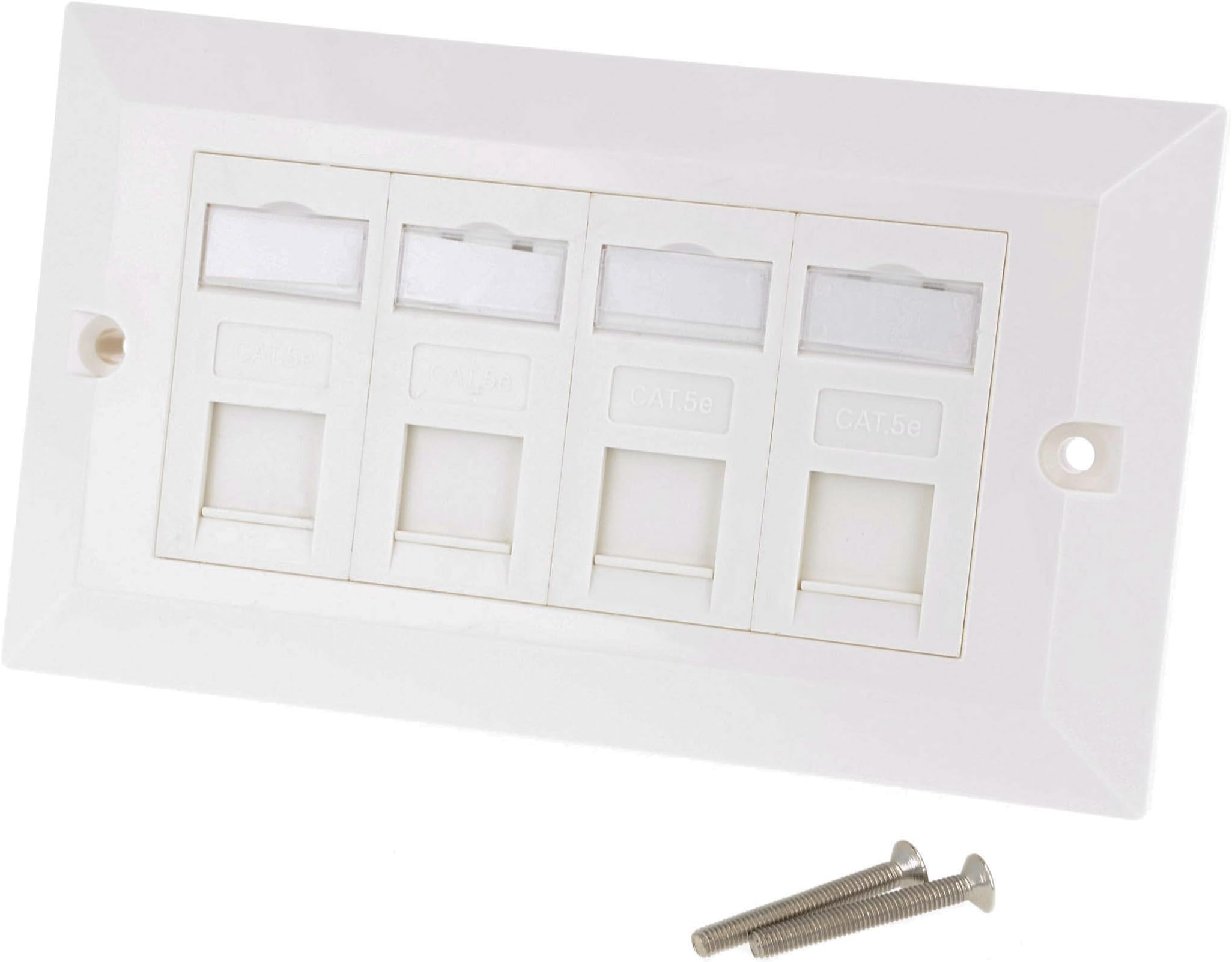 Storm&Lighthouse Premium 4-Port Quad Socket RJ45 Network Faceplate/Gigabit Cat 6 Ethernet Wall Plate