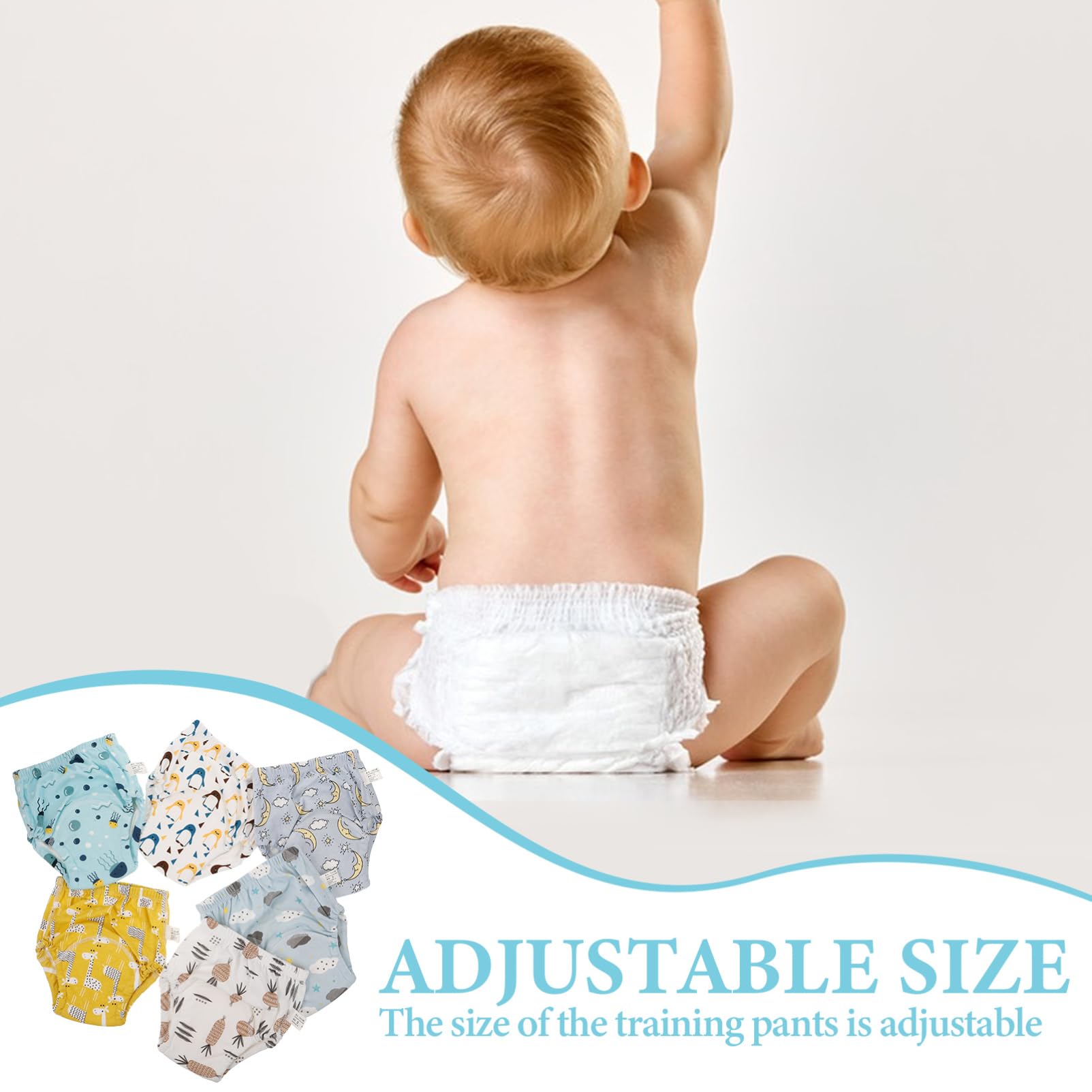 Abaodam 6 Stück Wiederverwendbare Babywindelhosen aus Baumwolle Trainingshosen für Babys und Kleinkinder Bequem Passform 0-9kg