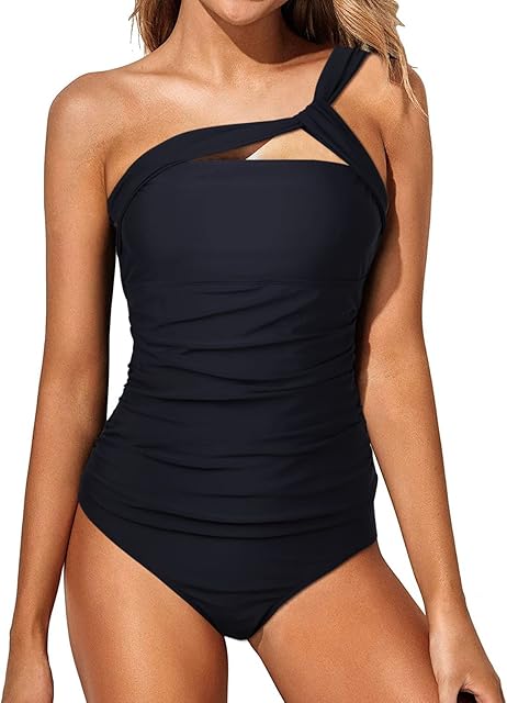 Wantonfy Damski dwuczęściowy strój kąpielowy, wysoki stan, tankini na jedno ramię, moda kąpielowa, moda kąpielowa