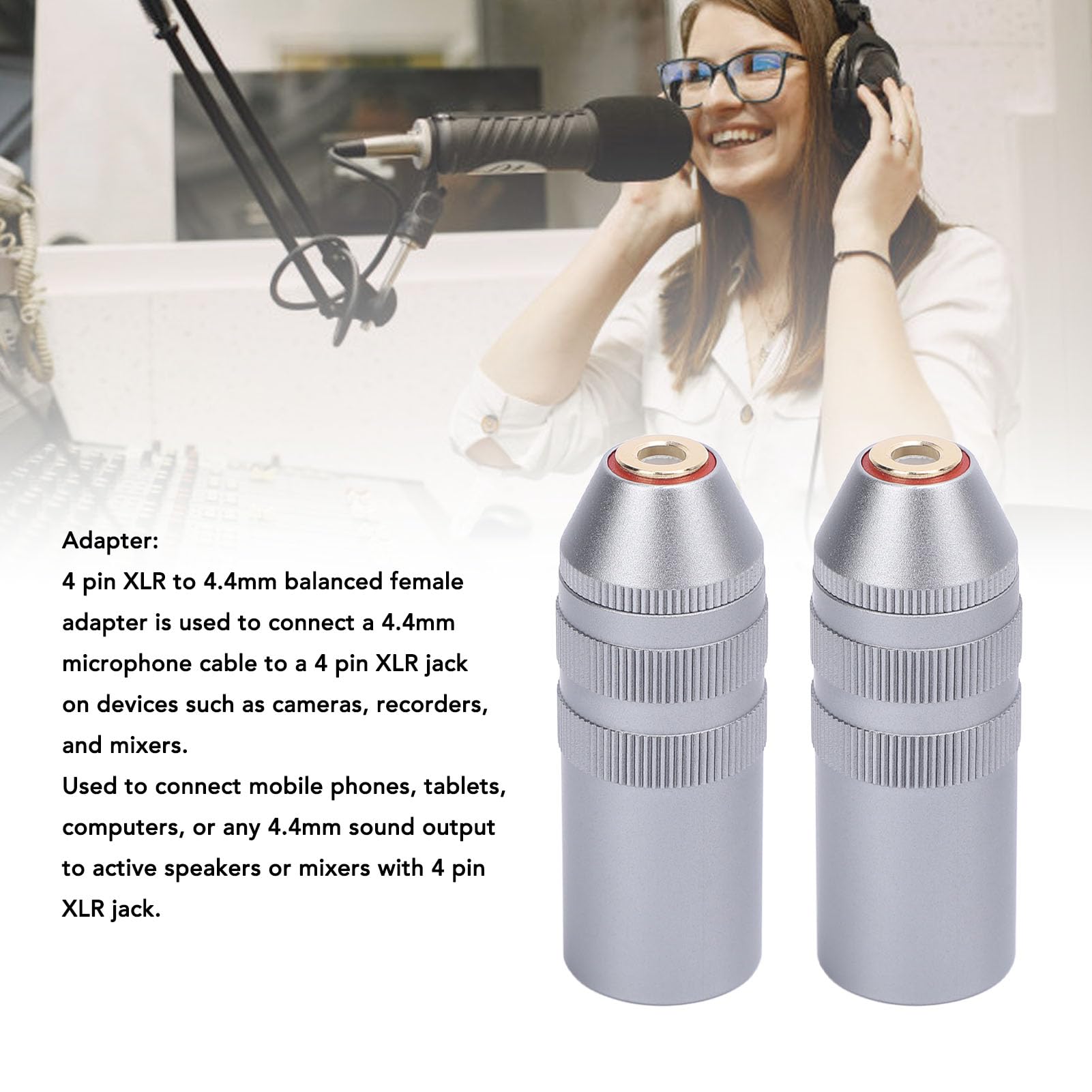 Cryfokt Adaptador 2 Unidades XLR Macho 4 Pines a Hembra 4.4mm Balanceado,