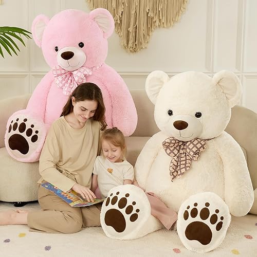Vista 139 de MorisMos Oso de peluche gigante, oso de peluche grande para novias, niñas, para Navidad, día de San Valentín, cumpleaños (gris claro, 47 pulgadas)