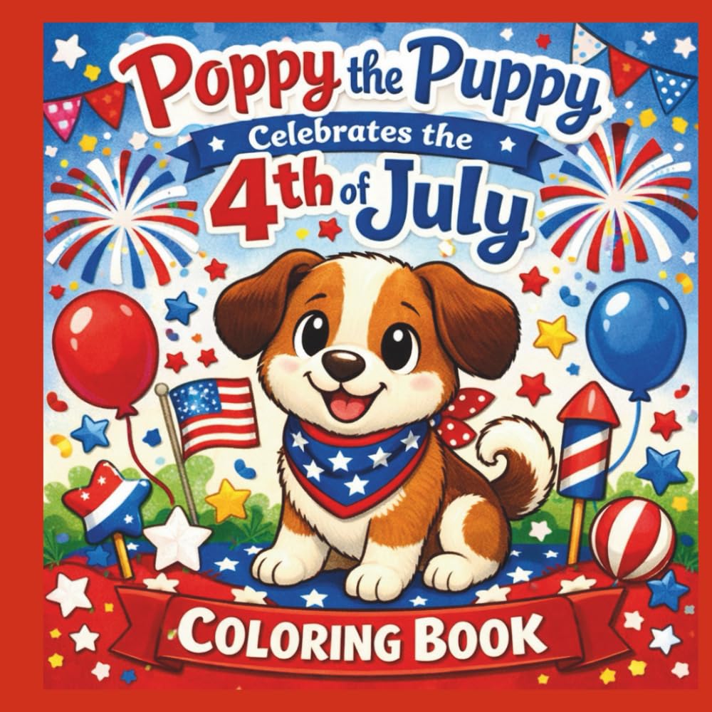 Poppy the Puppy Celebrates 4th of July!: Coloring Book