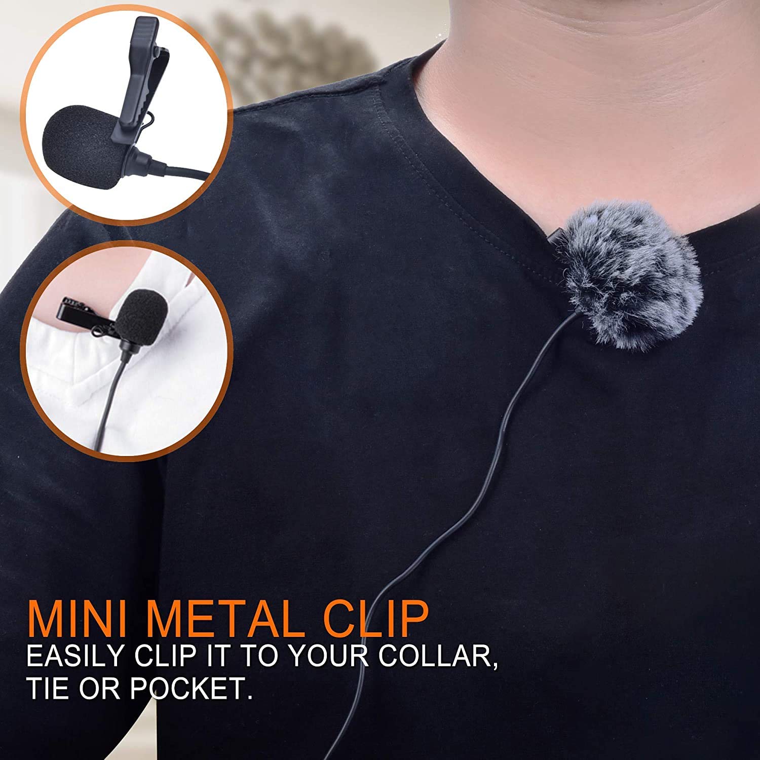 COMICA Microphone Cravate, CVM-V02O Micro Cravate Compact, 4.5M Microphone pour Canon Nikon/Sony/Appareil Photo Reflex/Numérique Smartphone Podcast Interview