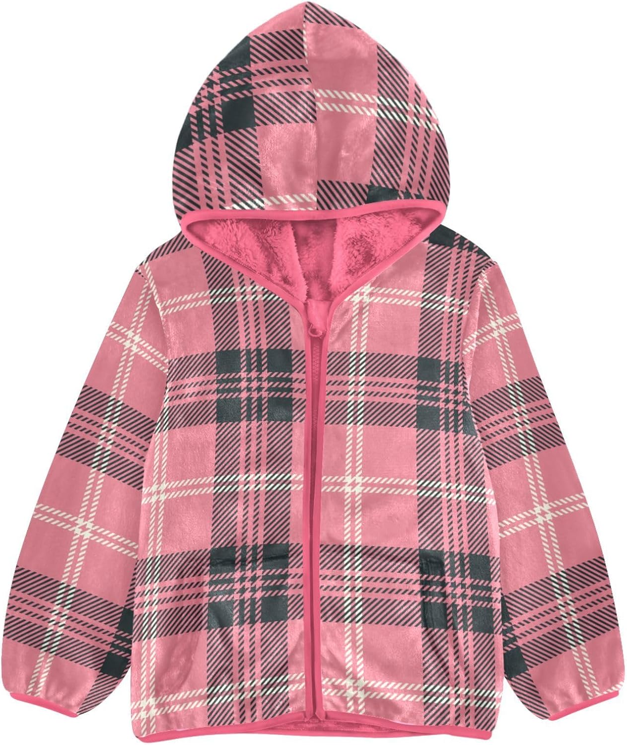 GuoChe Plaid Black Pink Baby Boy Fleece Jacket