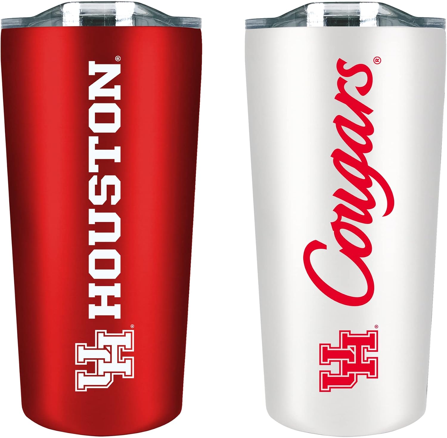The Fanatic Group University of Houston Cougars Double Walled Soft Touch Tumbler Set, Design 1 - Red & White