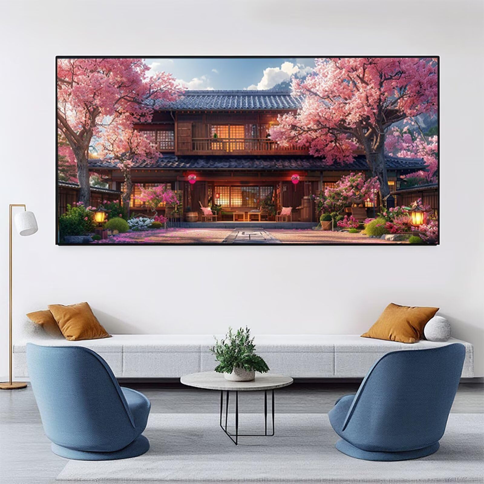 Peinture Numero Adulte Paysage Peinture Numéro Arbre DIY Coloriage par Numero Adulte 50x100cm avec Pinceaux et Acryliques, Sans Cadre, Kit Activité Manuelle Pour Décoration Été Maison Salon RB-21