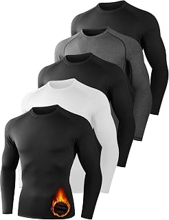 Dalavch 5-Pack Men's Thermal Compression Shirts Long Sleeve Base Layer - Winter Running, Hunting, Sports Undershirt
