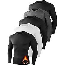 5 Pack Thermal Compression Shirts for Men Long Sleeve Running Gear Undershirt Base Layer for Winter Cold Weather