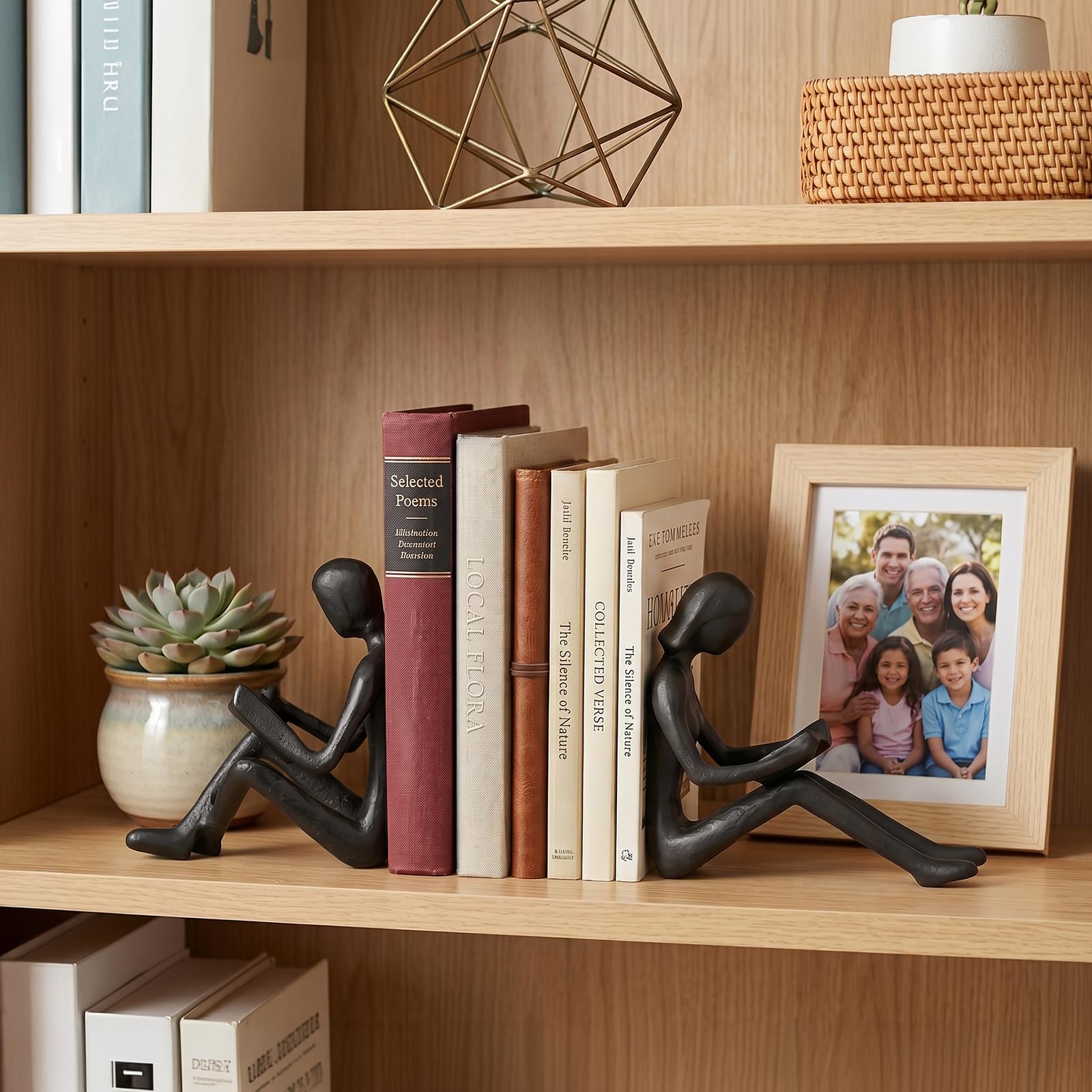 Sziqiqi Robuste Buchstützen für Bücher: Dekorative Buchstützen für Regale, Bücherregal, Schreibtisch, Tisch, Büro, Gusseisen, Buchstützen für Männer, Frauen, Nerdische Buchliebhaber, Lesepaar-Statuen