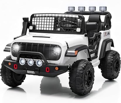 24V 2 Seater Ride On Car for Kids, Remote Control, Electric Truck, White