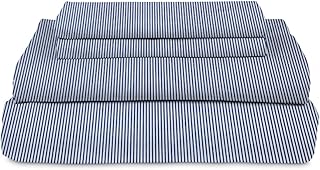 MyPillow Percale Bed Sheets – 100% Cotton, 200 Thread Count, Twin XL, Deep Pocket, Cool & Crisp Feel, Durable, Breathable Sheet Set with Pillowcases –Twin XL, Navy Blue Stripe