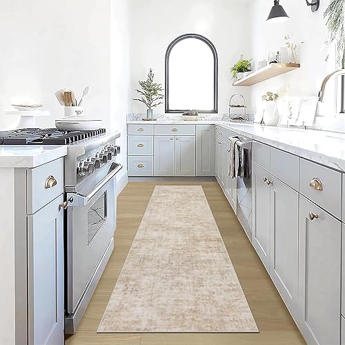 Tapete lavable de 2 pies 6 pulgadas x 8 pies: moderno y abstracto, suave, antideslizante, sin desprendimiento, delgado, dormitorio, comedor, casa de