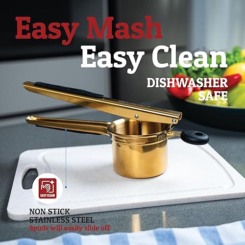 Miniatura 4 de PriorityChef - Prensa de papas grande de 15 onzas, de acero inoxidable resistente, herramienta de cocina, prensa y triturado para un puré de papas